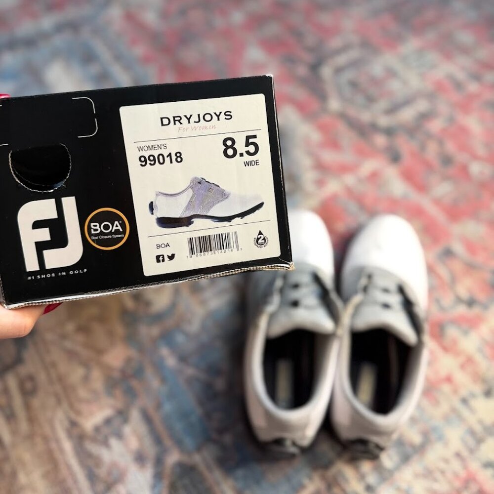 Dryjoys Women’s 99018 Golf Shoes White/Black Size 8.5 Lightly Worn With Box